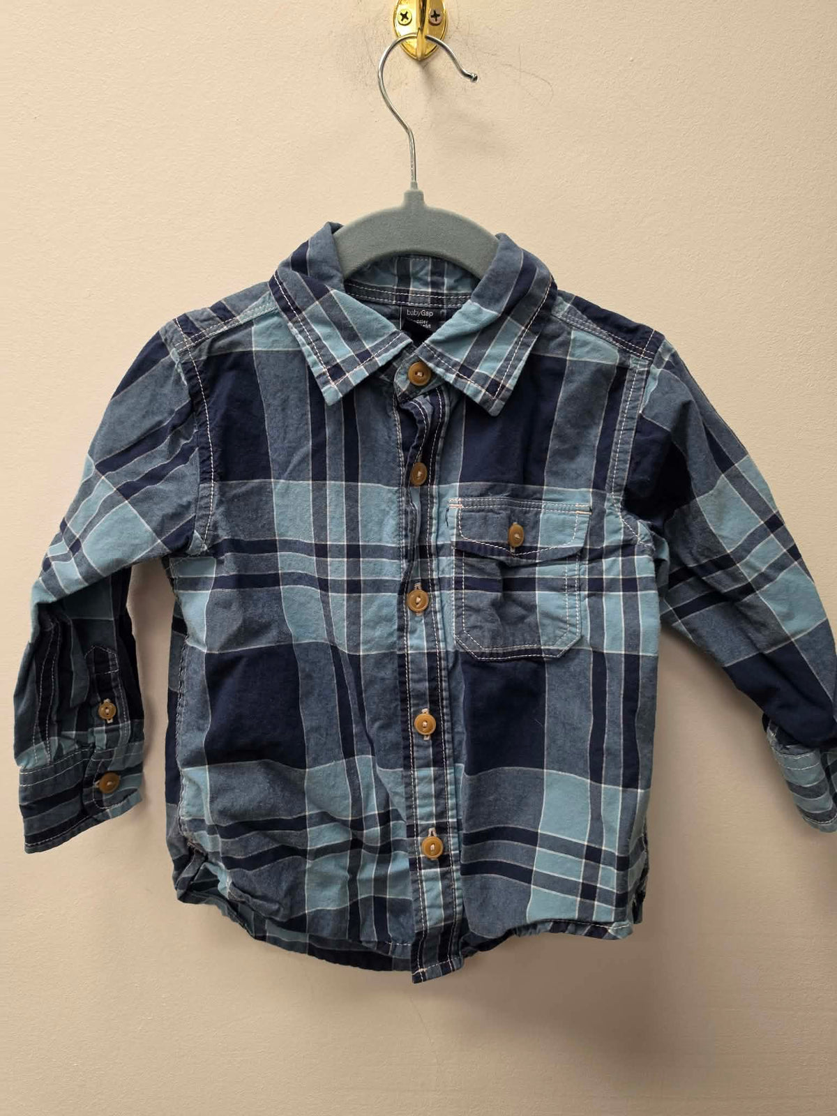 BABY GAP BLUE PLAID SIZE 18-24M