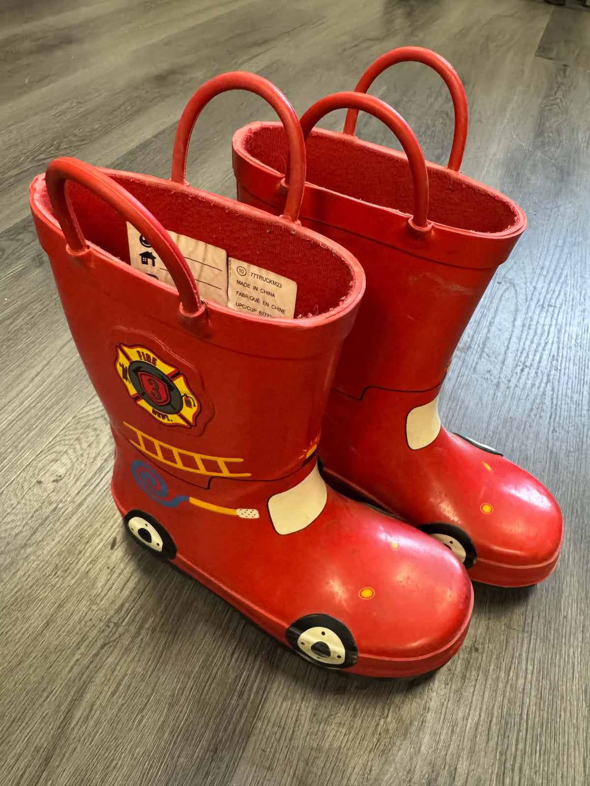 GEORGE FIRETRUCK GUM BOOTS SIZE 10