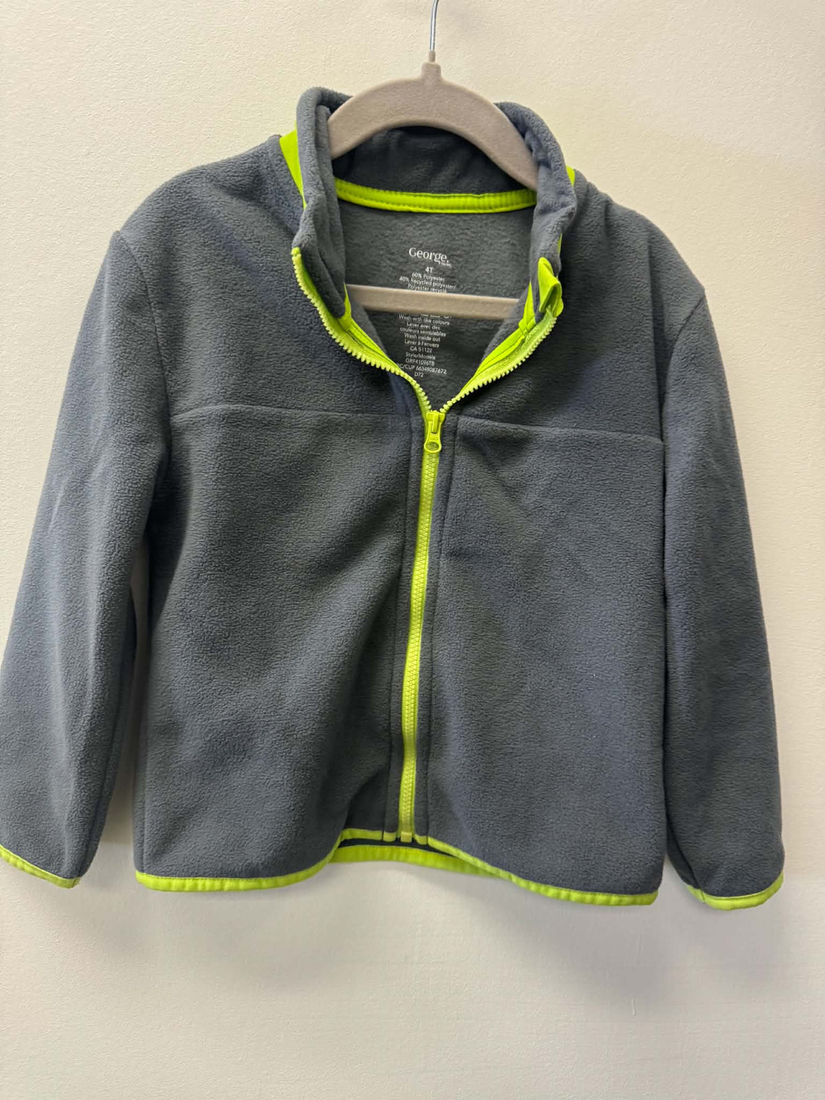 GEORGE FLEECE GREY & GREEN SWEATER SIZE 4T