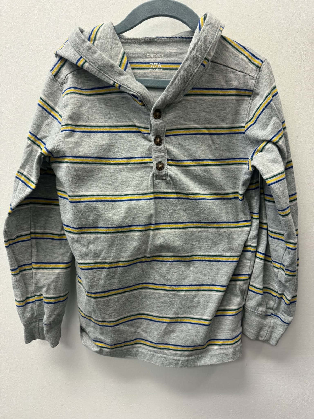 CARTERS GREY HOODED SHIRT SIZE 7