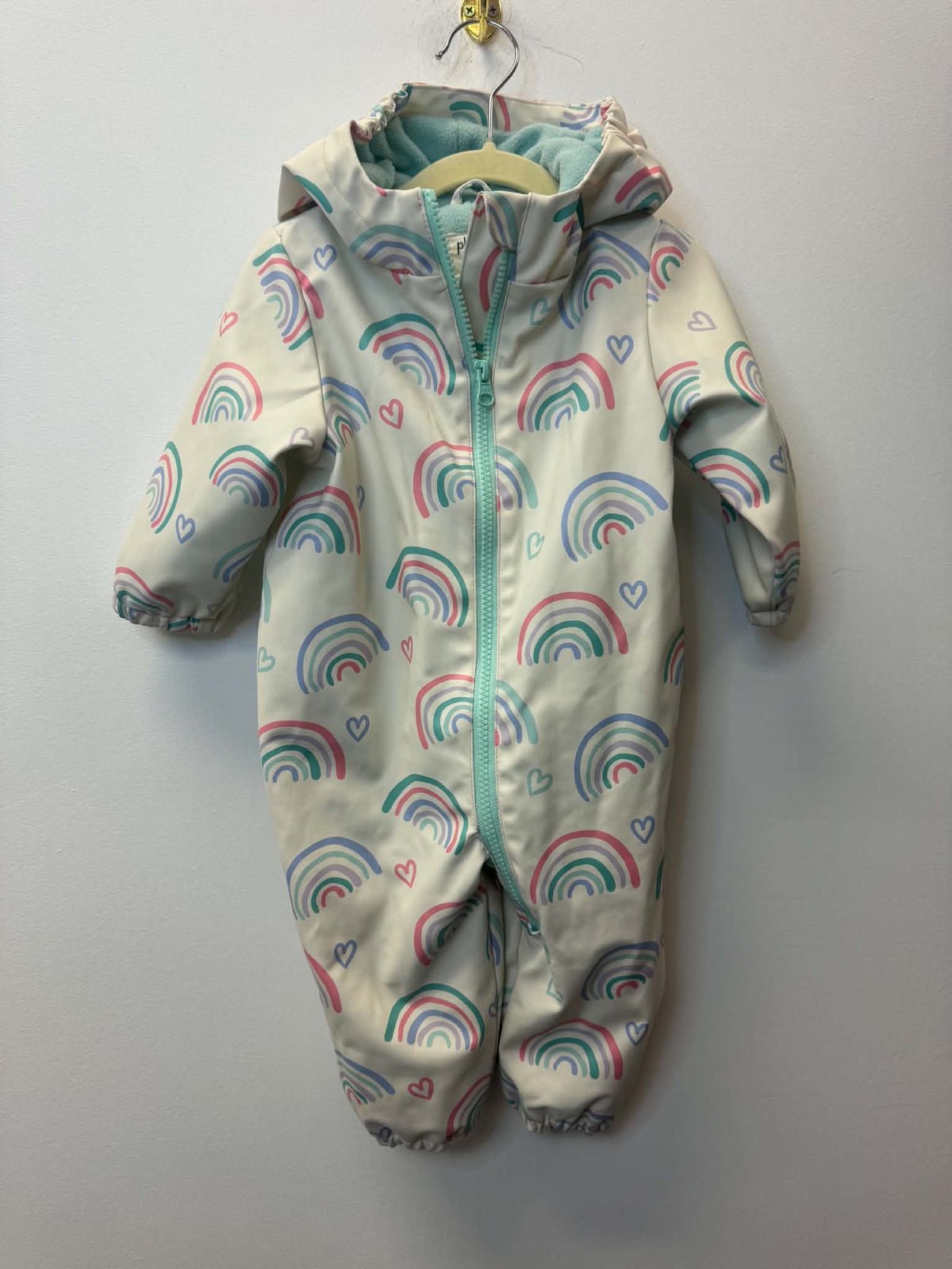 PL BABY FLEECE LINED RAIN SUIT SIZE 12M