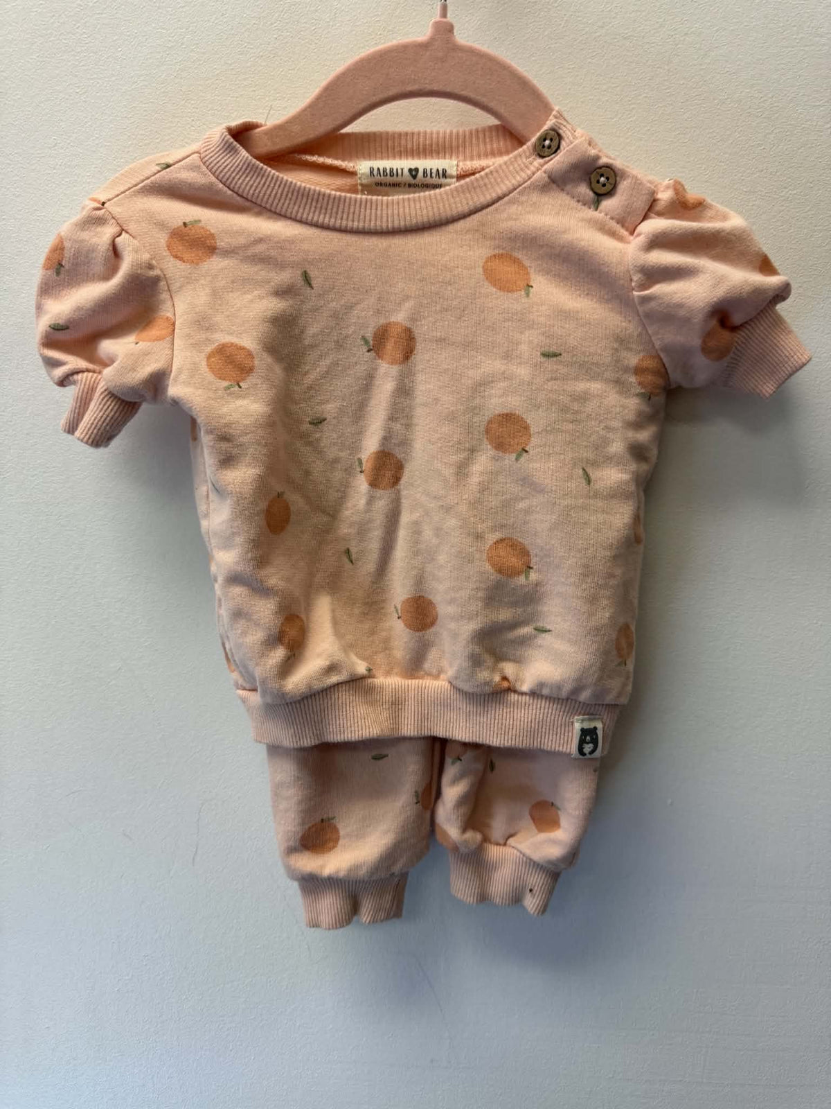 RABBIT + BEAR PEACH OUTFIT SIZE 6-9M