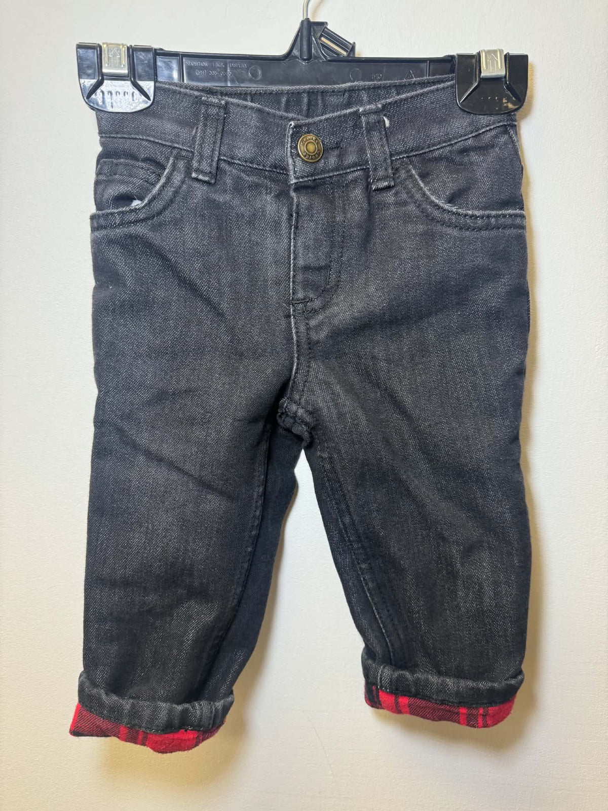 GEORGE LINED RED PLAID JEANS SIZE 6-12M