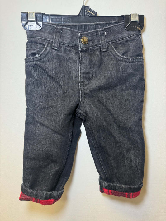 GEORGE LINED RED PLAID JEANS SIZE 6-12M