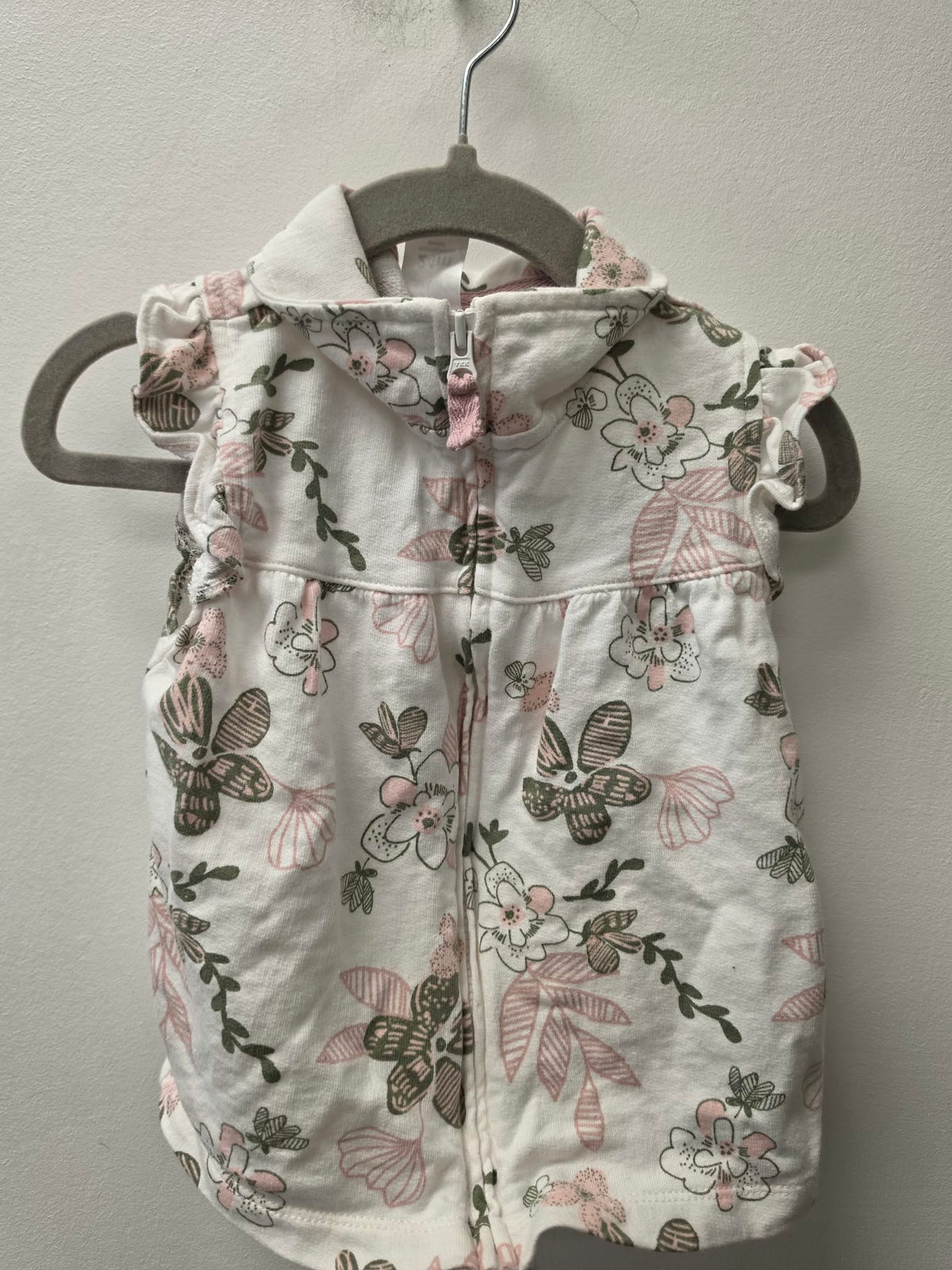 CARTERS WHITE FLORAL VEST SIZE 24M