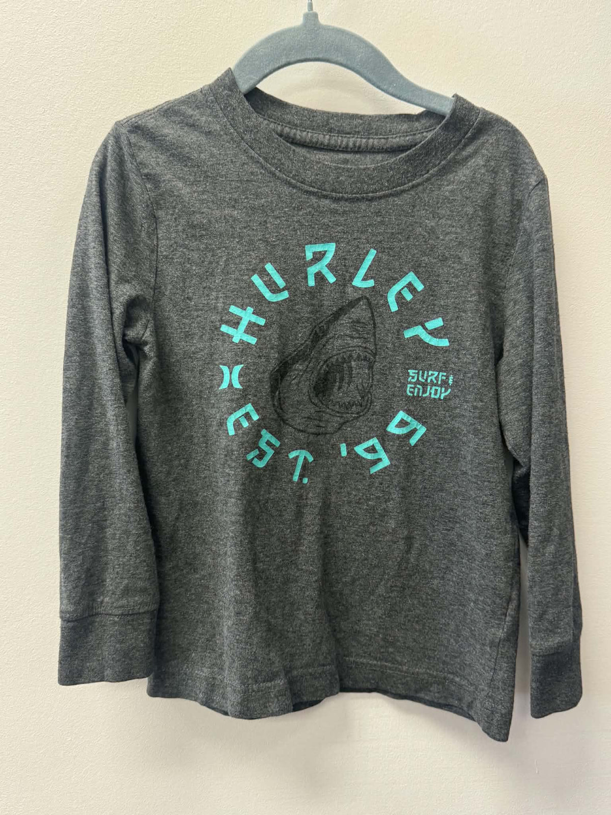 HURLEY GREY SHARK LONG SLEEVE SIZE 4T