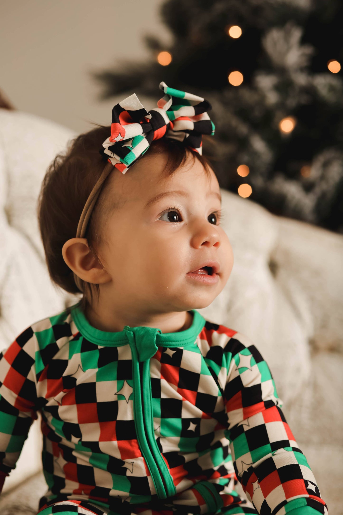 Love & Grace Check the halls zip romper
