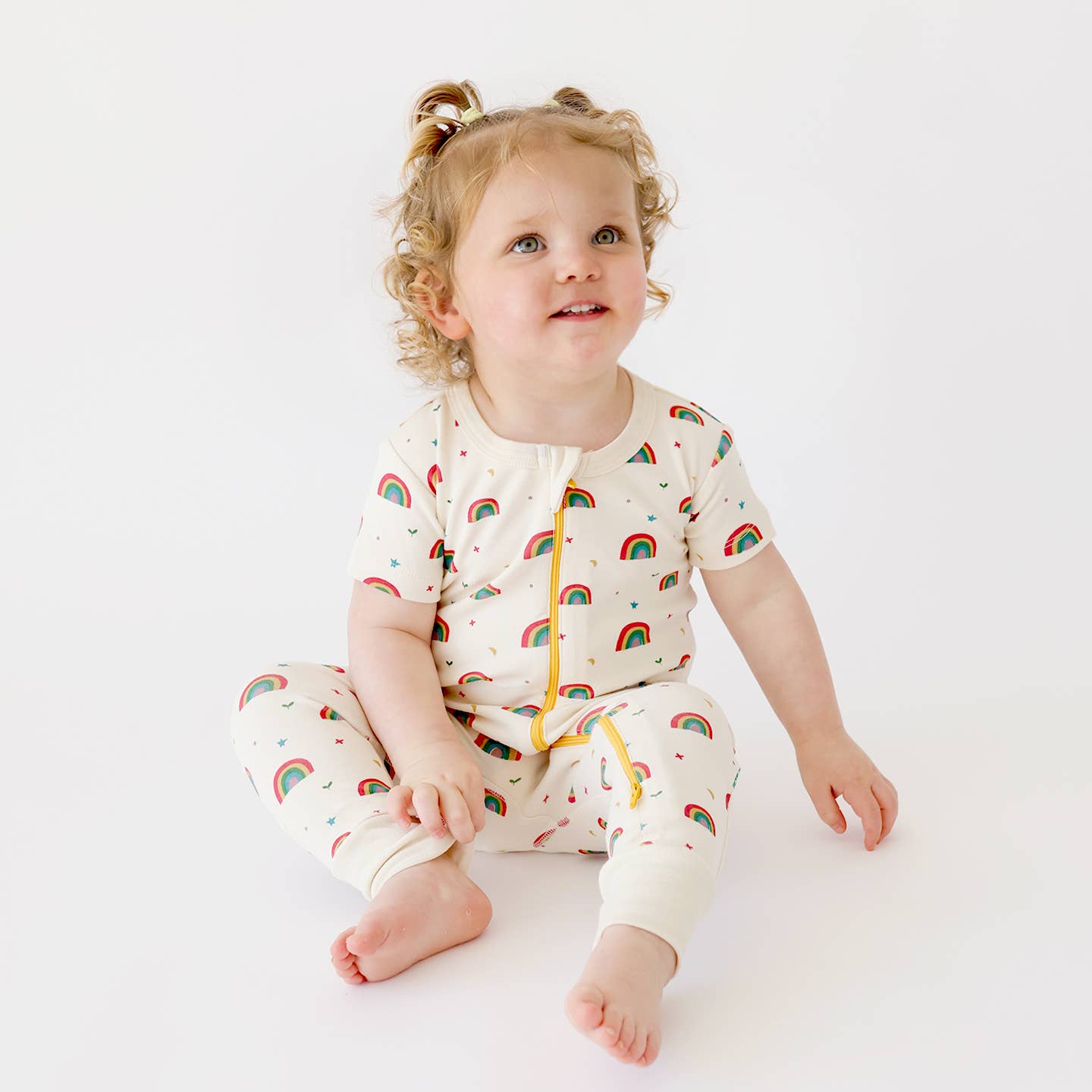 PARADE ORGANICS 2-Way' Zip Romper - Short Sleeve: Rainbows