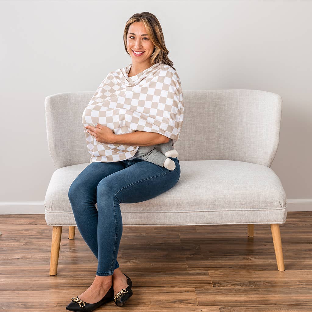 *New* Taupe Checkerboard Mom Boss™ 4-in-1 Multi-Use Cover