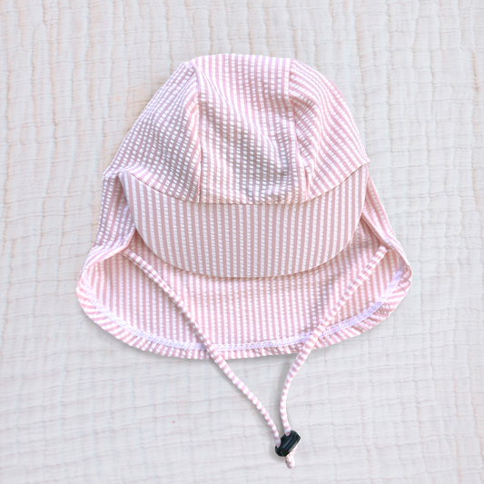 HONEY SUCKLE STRETCH SUN HAT CORAL SEERSUCKER