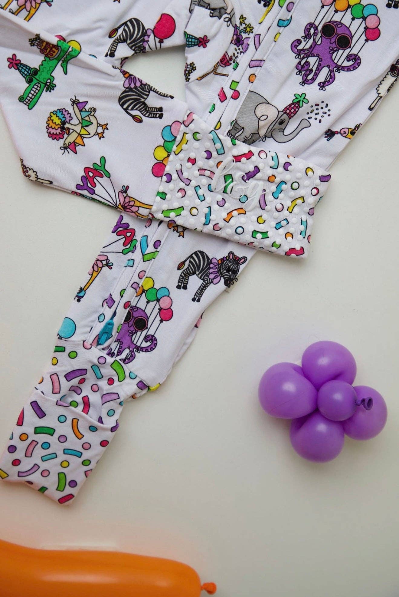 Love & Grace Party in my pjs zip romper