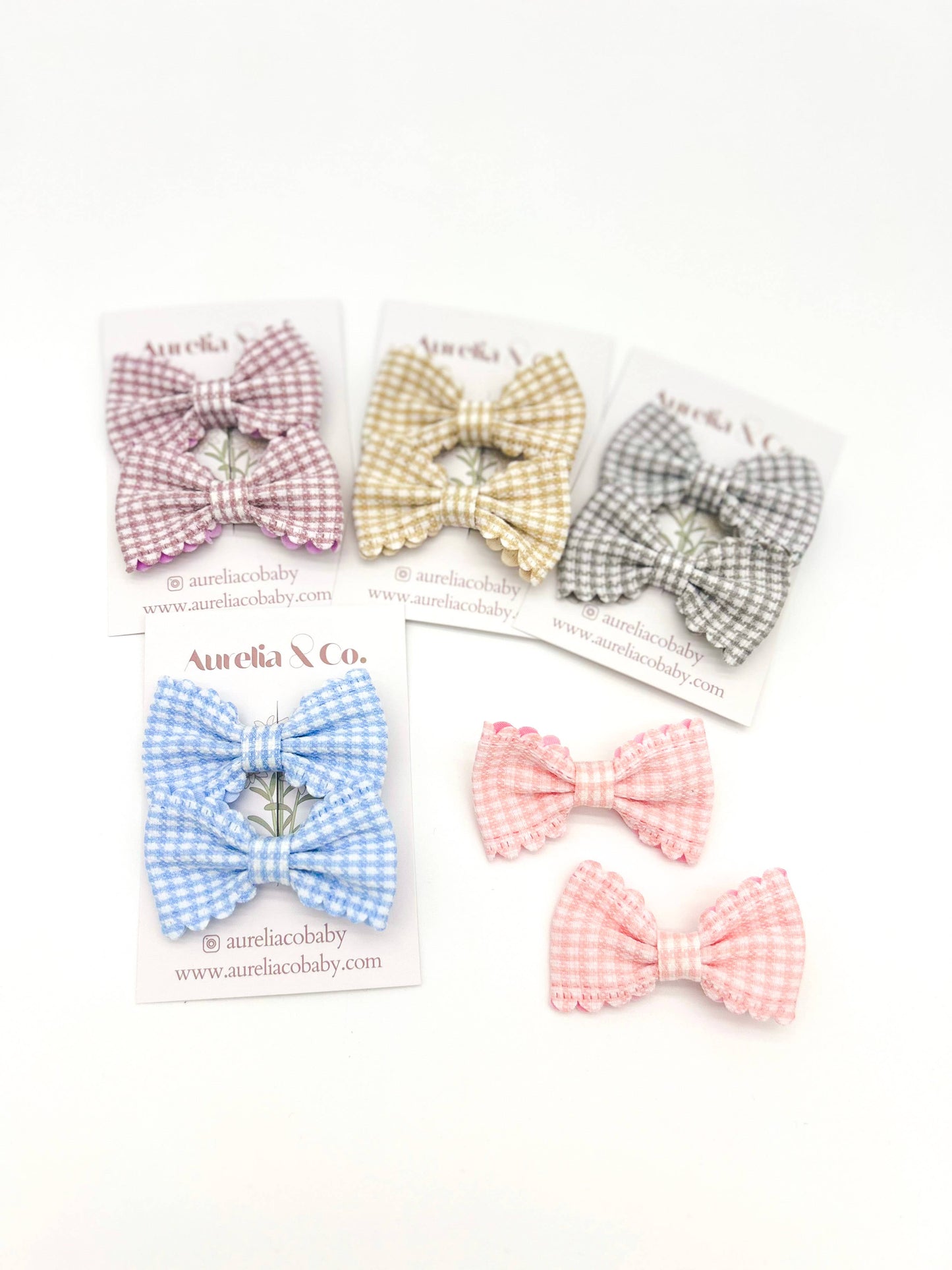 Kids Gingham Hair Bow Clips Accessories